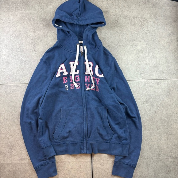 Aeropostale Tops - Y2k blue aeropostle aero eighty seven spellout zip up hoodie